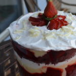 Lucky Leaf, Chocolate, cheesecake pudding, strawberry pie filling, cool whip, frozen whipped topping, strawberries, red cake