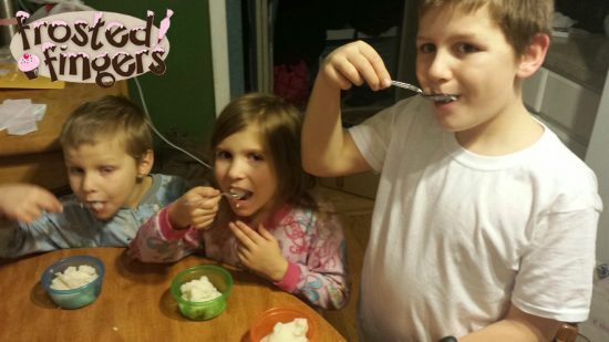 Kids in the Kitchen Eating Snow Ice Cream