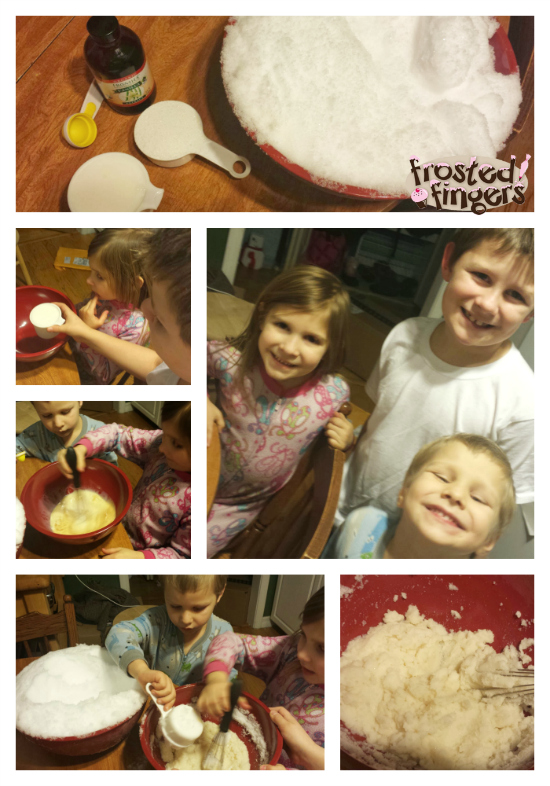 Kids in the Kitchen Making Snow Ice Cream