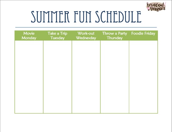 Summer Fun Schedule