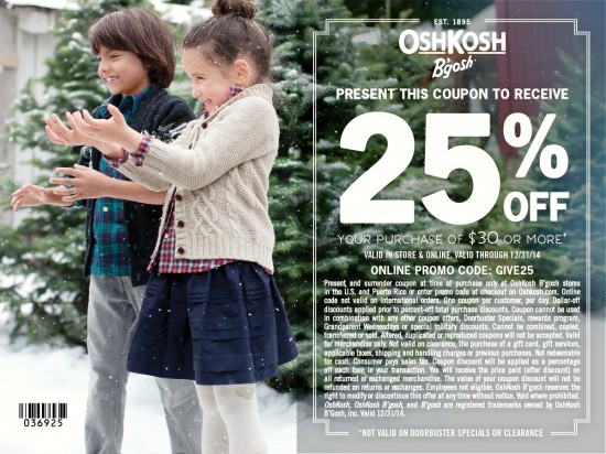 Save 25% and #GiveHappy at OshKosh B'Gosh