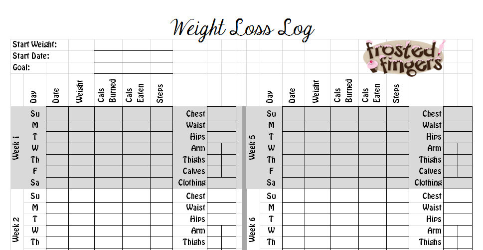 4 Pack Annual Weight Loss Log
