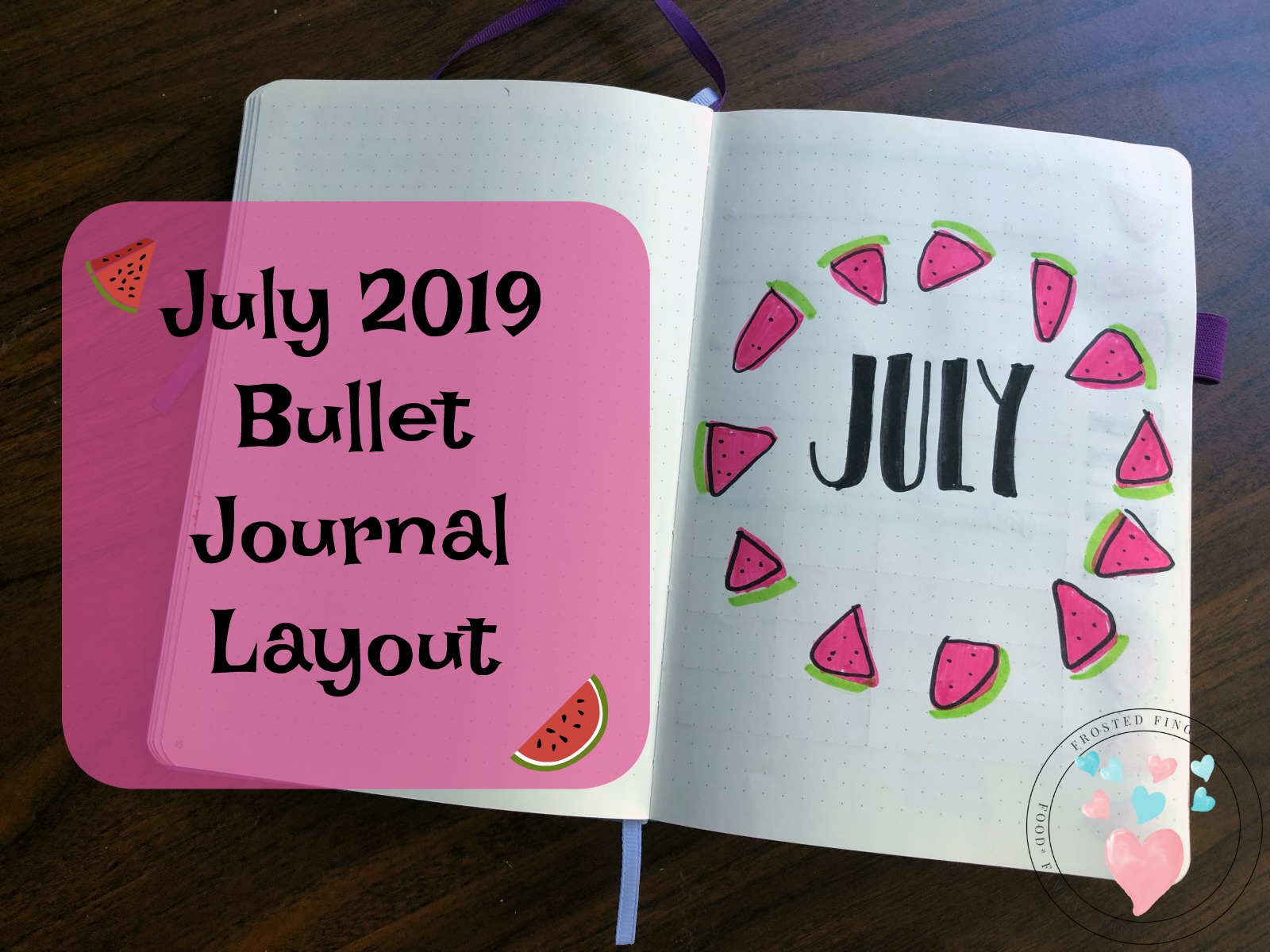 July 2019 Bullet Journal Layout - Frosted Fingers